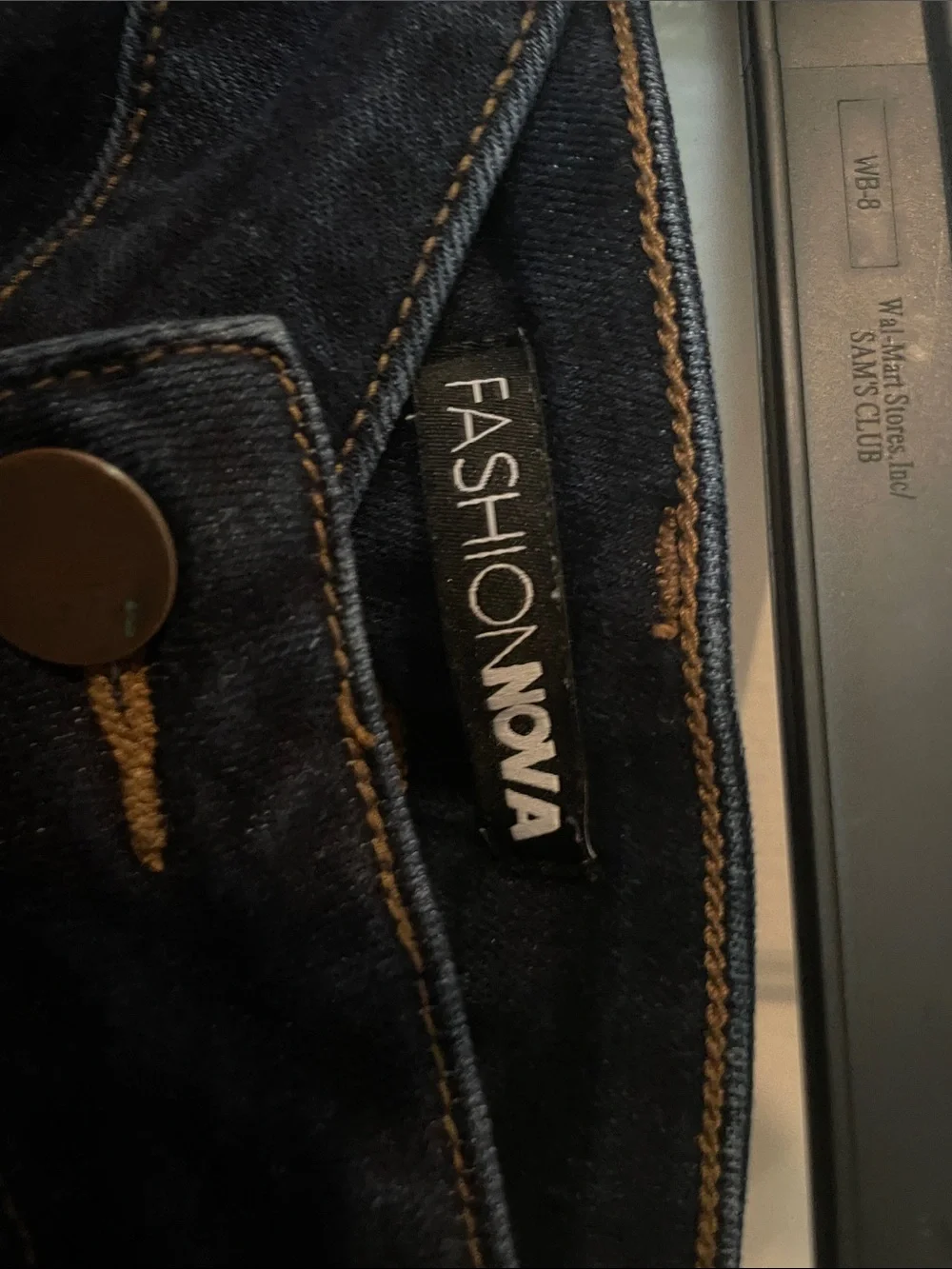 Fashion Nova Dark Wash Distressed Skinny Jeans - Picture 2 of 5